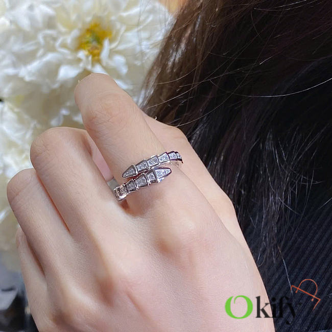 Okify Bvlgari Silver Ring With Diamond 29914 - 1