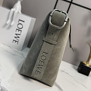 Okify Loewe Loop Hobo Bag Gray Suede 26x24.5x13cm - 6