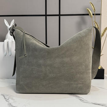 Okify Loewe Loop Hobo Bag Gray Suede 26x24.5x13cm