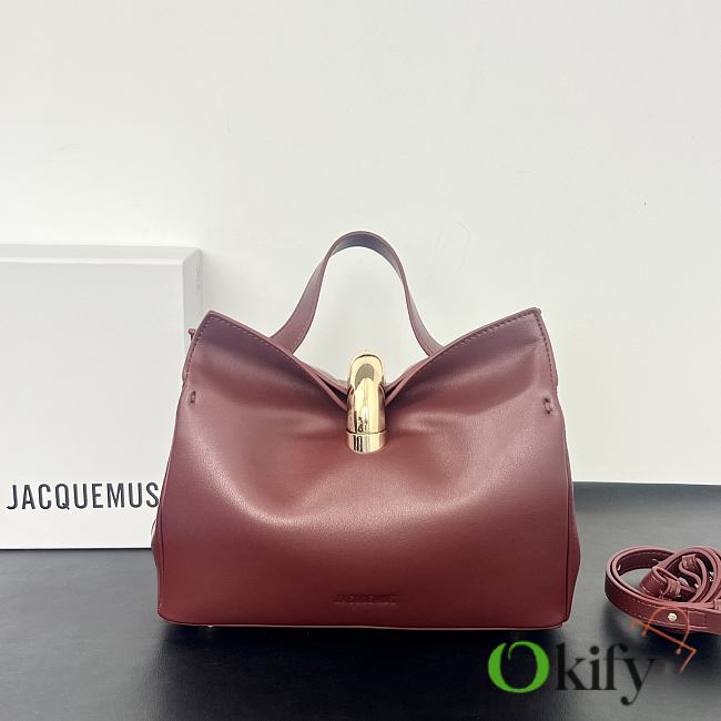 Okify Jacquemus Valerie Bag Red Burgundy Plain 24x14x7.5cm - 1