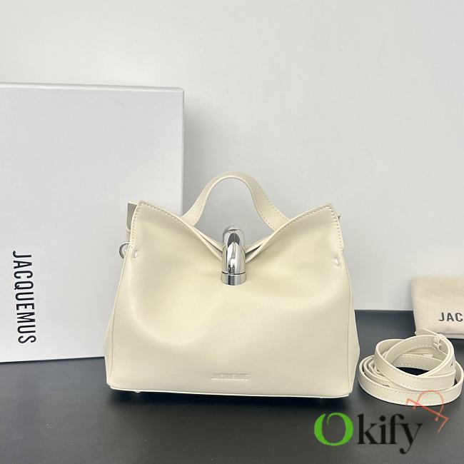 Okify Jacquemus Valerie Bag Off White Plain Silver Hardware 24x14x7.5cm - 1