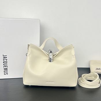 Okify Jacquemus Valerie Bag Off White Plain Silver Hardware 24x14x7.5cm