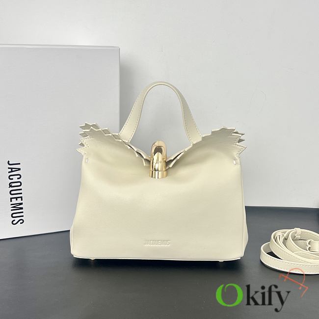 Okify Jacquemus Valerie Bag Off White Plain Gold Hardware 24x14x7.5cm - 1