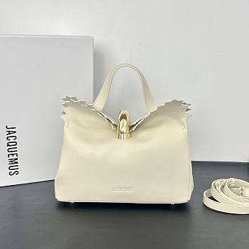 Okify Jacquemus Valerie Bag Off White Plain Gold Hardware 24x14x7.5cm