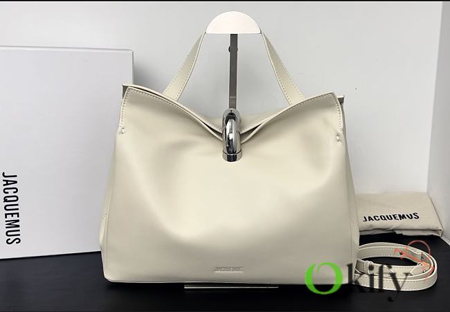 Okify Jacquemus Valerie Bag Off White Plain Silver Hardware 32x20x11cm - 1