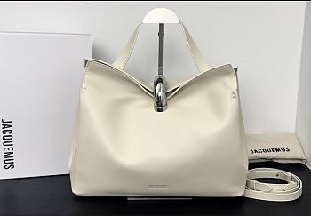 Okify Jacquemus Valerie Bag Off White Plain Silver Hardware 32x20x11cm