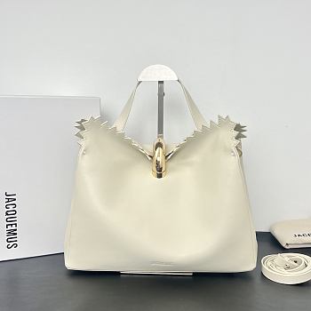 Okify Jacquemus Valerie Bag Off White Plain Gold Hardware 32x20x11cm