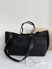 Okify Valentino Garavani VLogo Raffia Tote Bag Black 35x25x17cm - 2