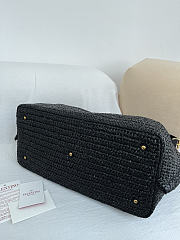 Okify Valentino Garavani VLogo Raffia Tote Bag Black 35x25x17cm - 3