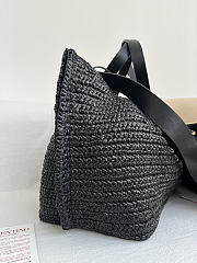 Okify Valentino Garavani VLogo Raffia Tote Bag Black 35x25x17cm - 5