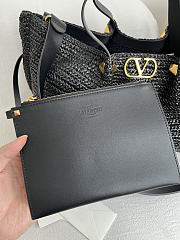 Okify Valentino Garavani VLogo Raffia Tote Bag Black 35x25x17cm - 6