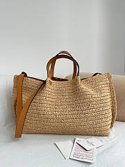 Okify Valentino Garavani VLogo Raffia Tote Bag Beige 35x25x17cm - 5