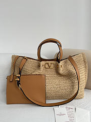Okify Valentino Garavani VLogo Raffia Tote Bag Beige 35x25x17cm - 1