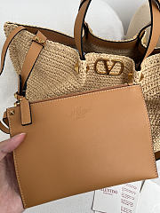 Okify Valentino Garavani VLogo Raffia Tote Bag Beige 35x25x17cm - 2