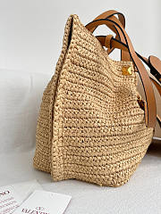 Okify Valentino Garavani VLogo Raffia Tote Bag Beige 35x25x17cm - 3