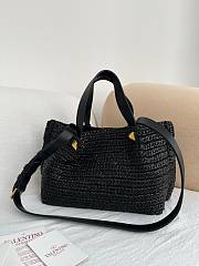 Okify Valentino Garavani VLogo Raffia Tote Bag Black 25x18x12cm - 5
