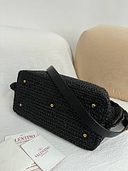 Okify Valentino Garavani VLogo Raffia Tote Bag Black 25x18x12cm - 3