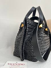 Okify Valentino Garavani VLogo Raffia Tote Bag Black 25x18x12cm - 4