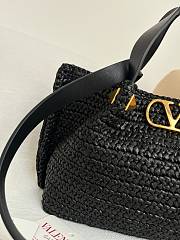 Okify Valentino Garavani VLogo Raffia Tote Bag Black 25x18x12cm - 2