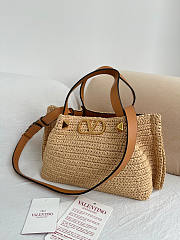 Okify Valentino Garavani VLogo Raffia Tote Bag Beige 25x18x12cm - 2