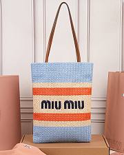 Okify MiuMiu Woven Tote Bag Blue And Orange 5BG248 30x38cm - 1