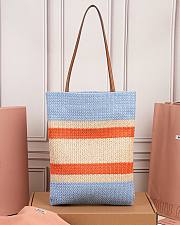 Okify MiuMiu Woven Tote Bag Blue And Orange 5BG248 30x38cm - 4