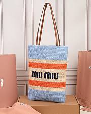 Okify MiuMiu Woven Tote Bag Blue And Orange 5BG248 30x38cm - 5