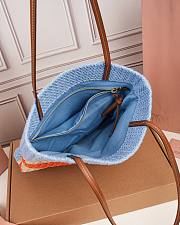 Okify MiuMiu Woven Tote Bag Blue And Orange 5BG248 30x38cm - 6