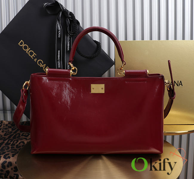 Okify Dolce & Gabbana Vittoria Bag Red Burgundy Calfskin 31x19x10cm - 1