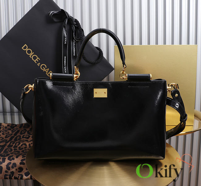 Okify Dolce & Gabbana Vittoria Bag Black Calfskin 31x19x10cm - 1