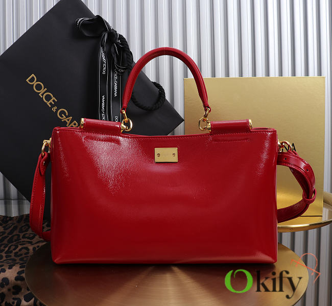 Okify Dolce & Gabbana Vittoria Bag Red Calfskin 31x19x10cm - 1