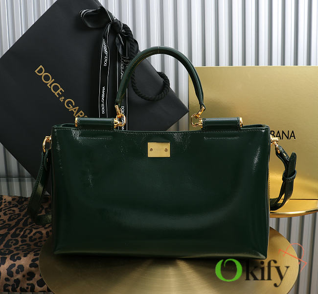 Okify Dolce & Gabbana Vittoria Bag Dark Green Calfskin 31x19x10cm - 1