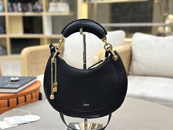 Okify Chloe Banana Zipped Hobo In Black Soft Leather 31x20x2.5cm 