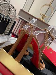 Okify Christian Louboutin Brown Patent High Heel Sandals 10cm (has big size) - 3