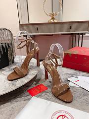 Okify Christian Louboutin Brown Patent High Heel Sandals 10cm (has big size) - 2