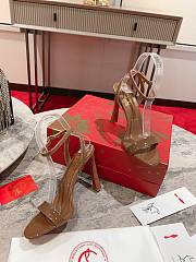 Okify Christian Louboutin Brown Patent High Heel Sandals 10cm (has big size) - 4