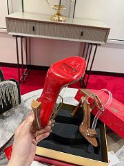 Okify Christian Louboutin Brown Patent High Heel Sandals 10cm (has big size) - 5