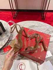 Okify Christian Louboutin Brown Patent High Heel Sandals 10cm (has big size) - 6