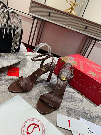 Okify Christian Louboutin Dark Brown High Heel Sandals 10cm (has big size)