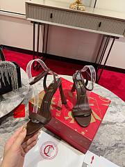 Okify Christian Louboutin Dark Brown High Heel Sandals 10cm (has big size) - 2