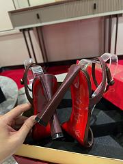 Okify Christian Louboutin Dark Brown High Heel Sandals 10cm (has big size) - 3