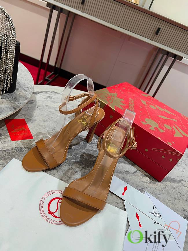 Okify Christian Louboutin Brown High Heel Sandals 10cm (has big size) - 1