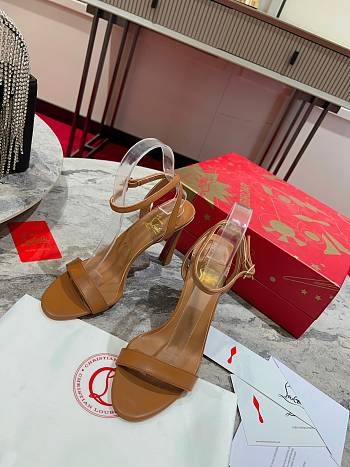 Okify Christian Louboutin Brown High Heel Sandals 10cm (has big size)