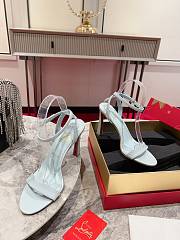 Okify Christian Louboutin Light Blue Patent High Heel Sandals 10cm (has big size) - 5