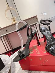 Okify Christian Louboutin Black Patent High Heel Sandals 10cm (has big size) - 5