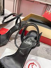 Okify Christian Louboutin Black Patent High Heel Sandals 10cm (has big size) - 4