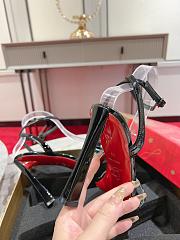 Okify Christian Louboutin Black Patent High Heel Sandals 10cm (has big size) - 3
