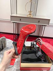 Okify Christian Louboutin Black Patent High Heel Sandals 10cm (has big size) - 2