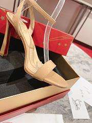 Okify Christian Louboutin Nude Patent High Heel Sandals 10cm (has big size) - 5