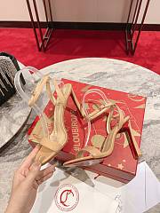 Okify Christian Louboutin Nude Patent High Heel Sandals 10cm (has big size) - 3
